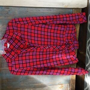 Aeropostale Red/Pink Hi-Low Hem Flannel w/ Bottom Knot - Small